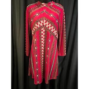 Free People Red Patterned Midi Dress